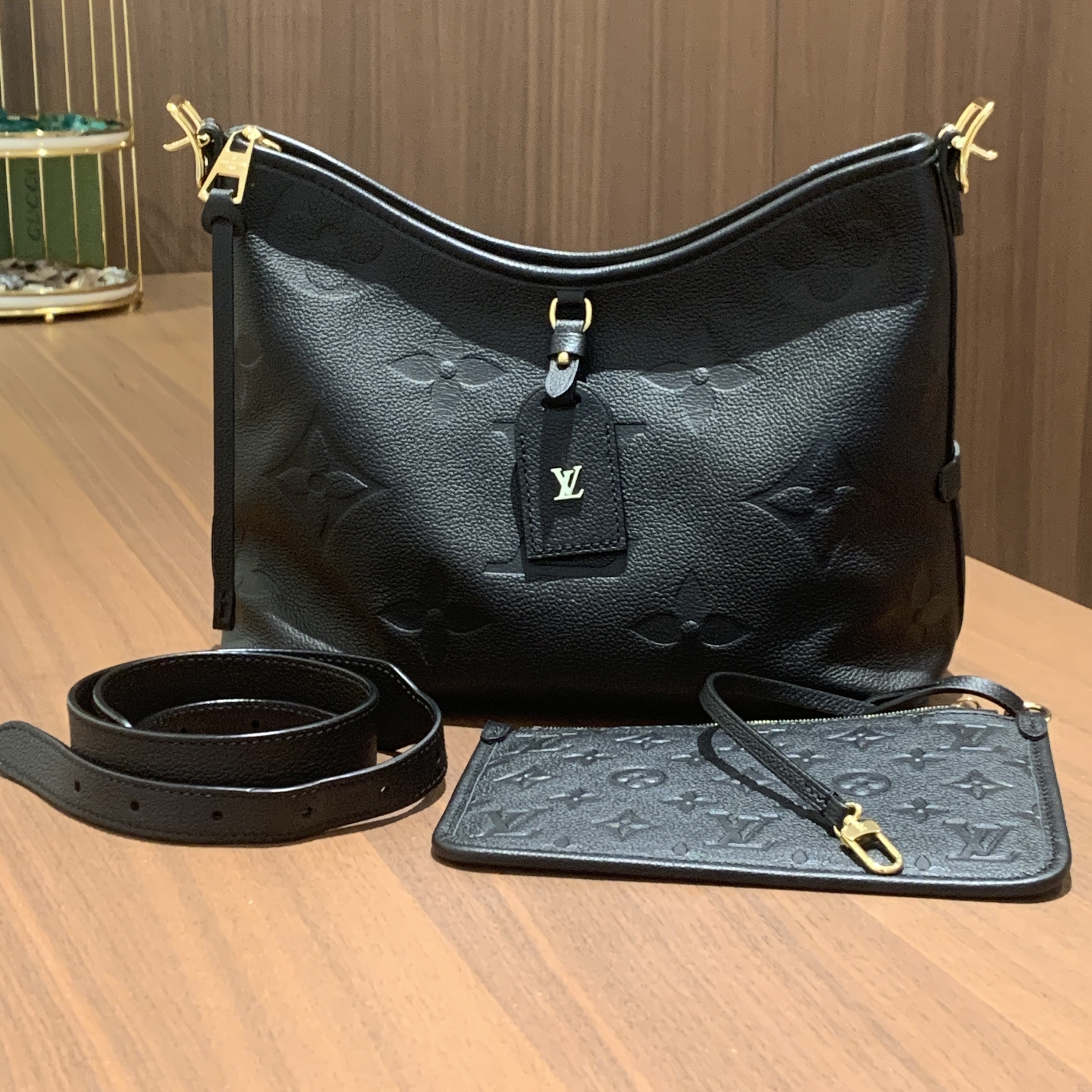 99新 LV Lv全黑压纹牛皮carryall小号