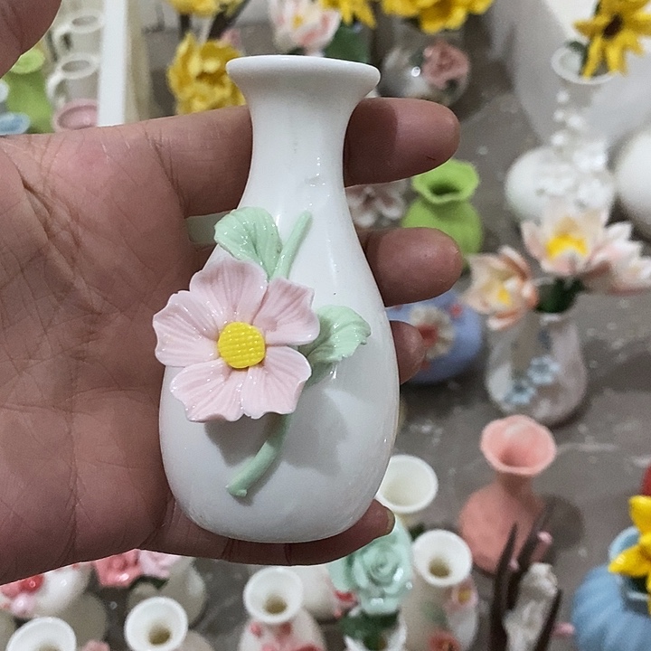 瓷片纯手工陶瓷花摆件瑕