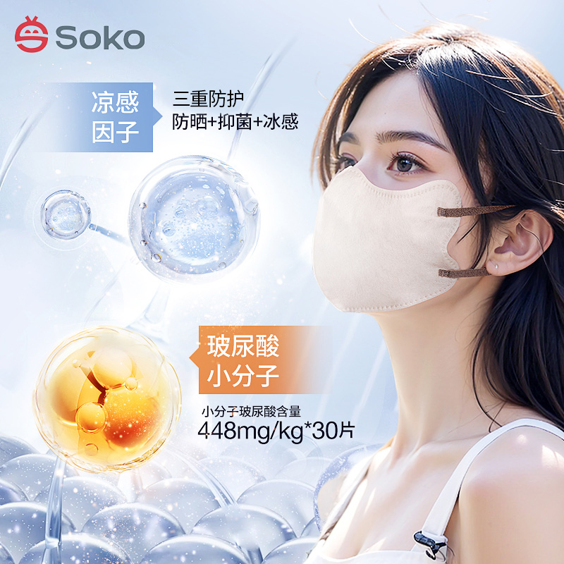 【干皮敏皮拍】3D立体玻尿酸口罩99%抑菌率透气口罩一次性独立包装