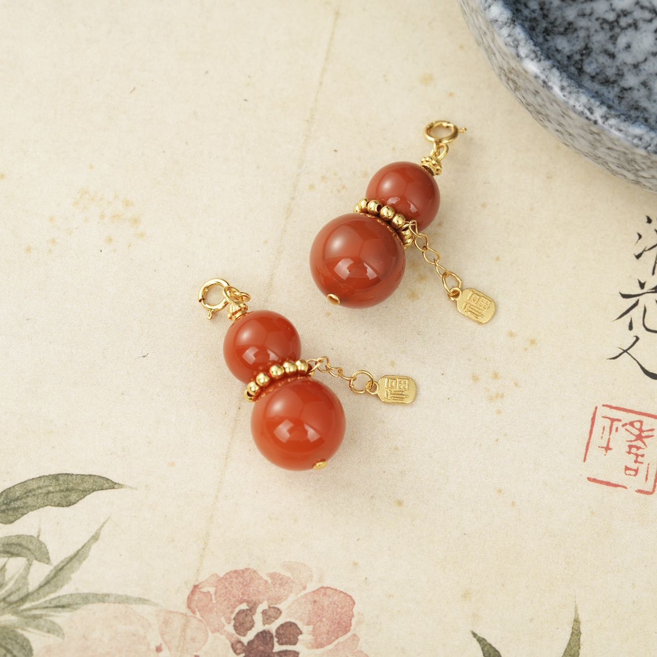 【云上好物】20 DS99987 S925银南红吊坠—多样性发一件-19x11mm（JG）