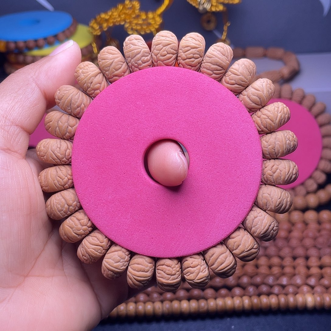 过***行桃核手串秦岭龙纹桃核凤羽