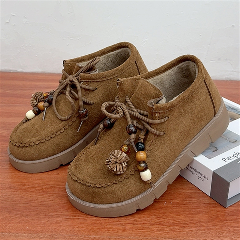 冬季新款复古袋鼠鞋小众毛毛鞋棉鞋女鞋厚底鞋时尚软萌百搭勃肯鞋