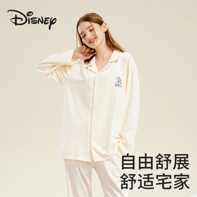 Disney/迪士尼睡衣女款薄款秋季休闲服情侣长袖宽松套装家居服