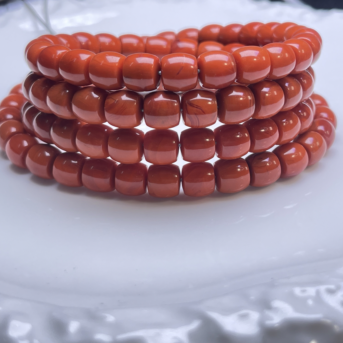 天然南红川料精品直切全妖火焰108粒8毫米左右