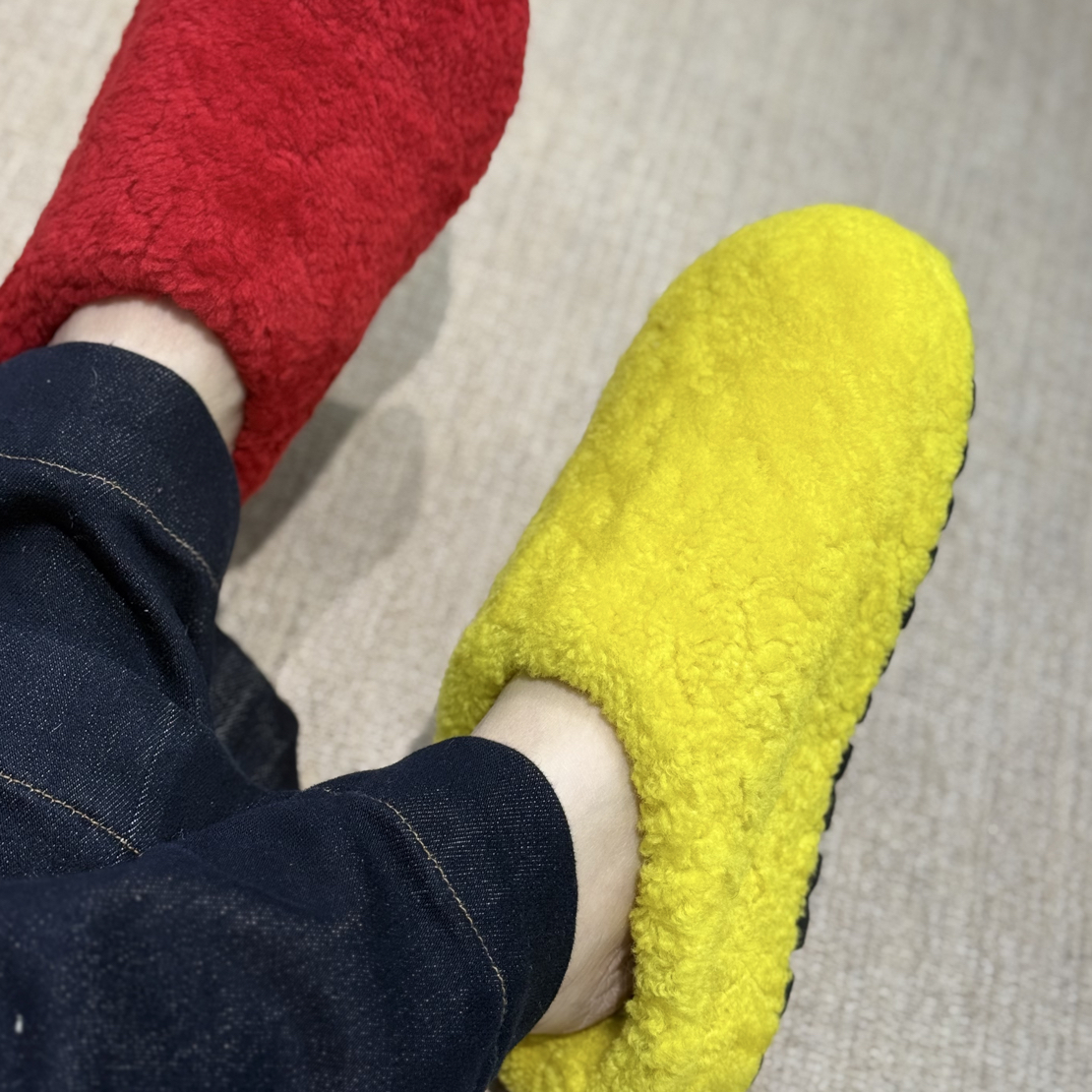 包头款韩版包头拖纯色保暖情侣加绒休闲风时尚简约厚底防滑毛毛鞋