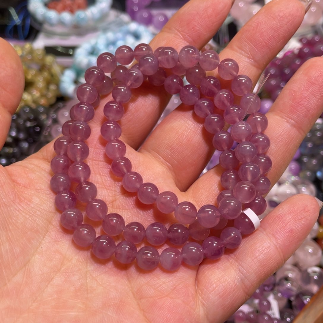 水晶手链未镶嵌7mm紫马粉