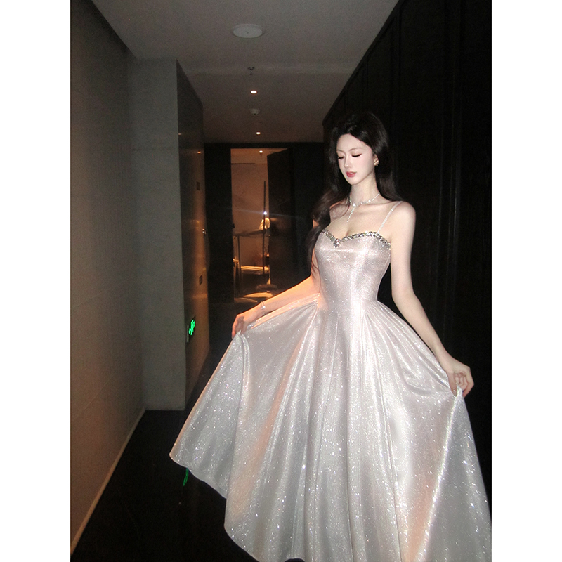 Good Job【星河舞会】法式镶钻重工吊带连衣裙细闪年会宴会礼服裙