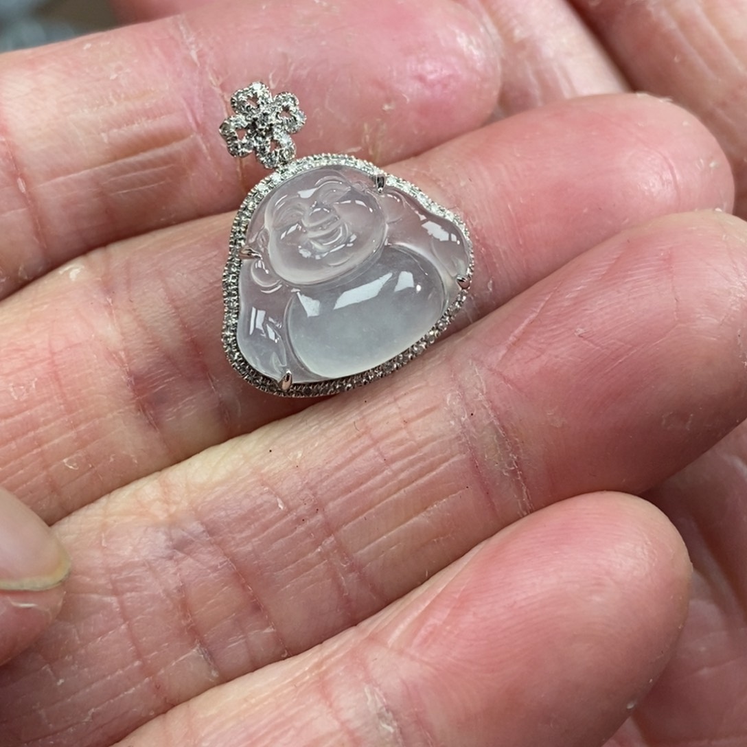 翡翠颈饰18K金镶嵌佛公