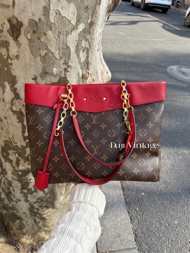 95新 LouisVuitton/路易威登 大吉中古/sh/老花链条托特单肩包