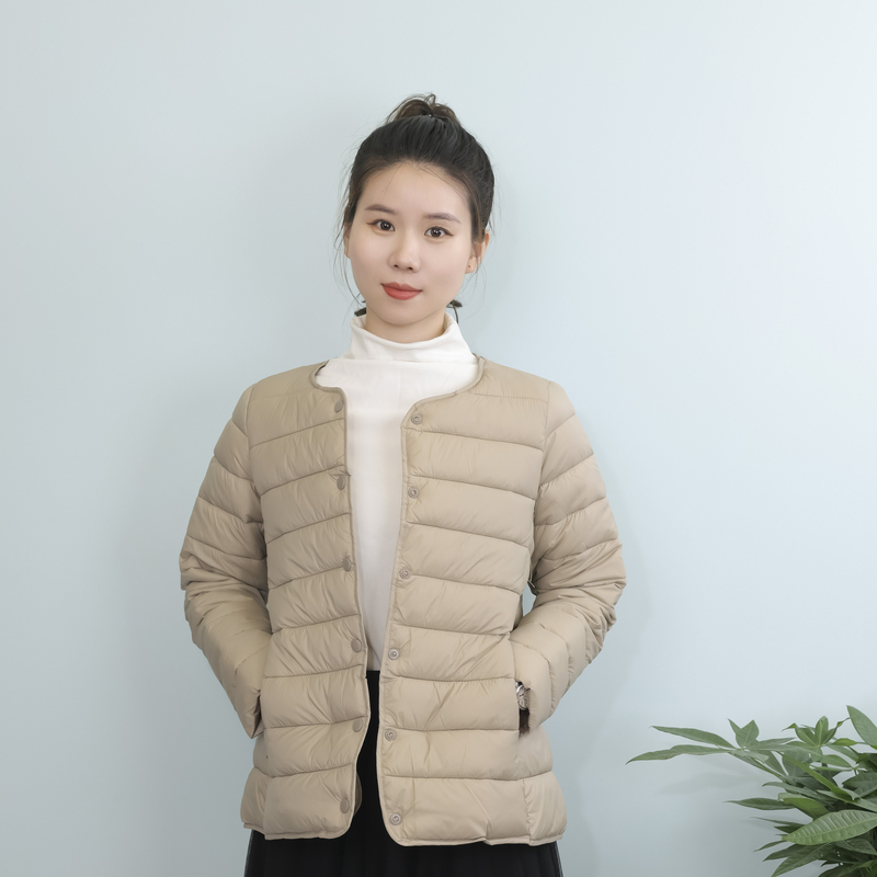 秋冬新款薄款女士棉服轻薄时尚保暖内胆无领修身妈妈内穿棉衣