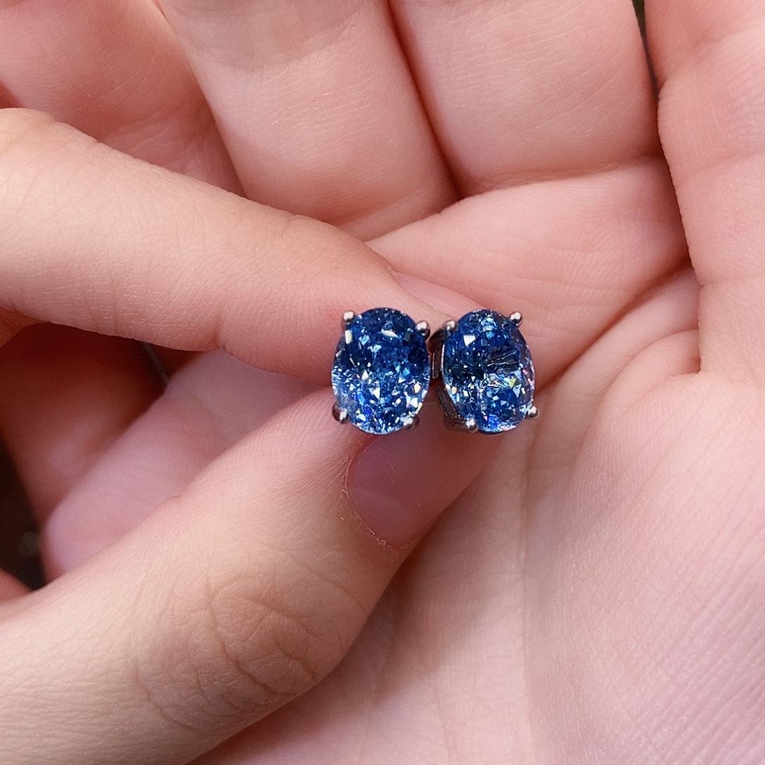 银S925镶嵌耳饰海蓝宝石