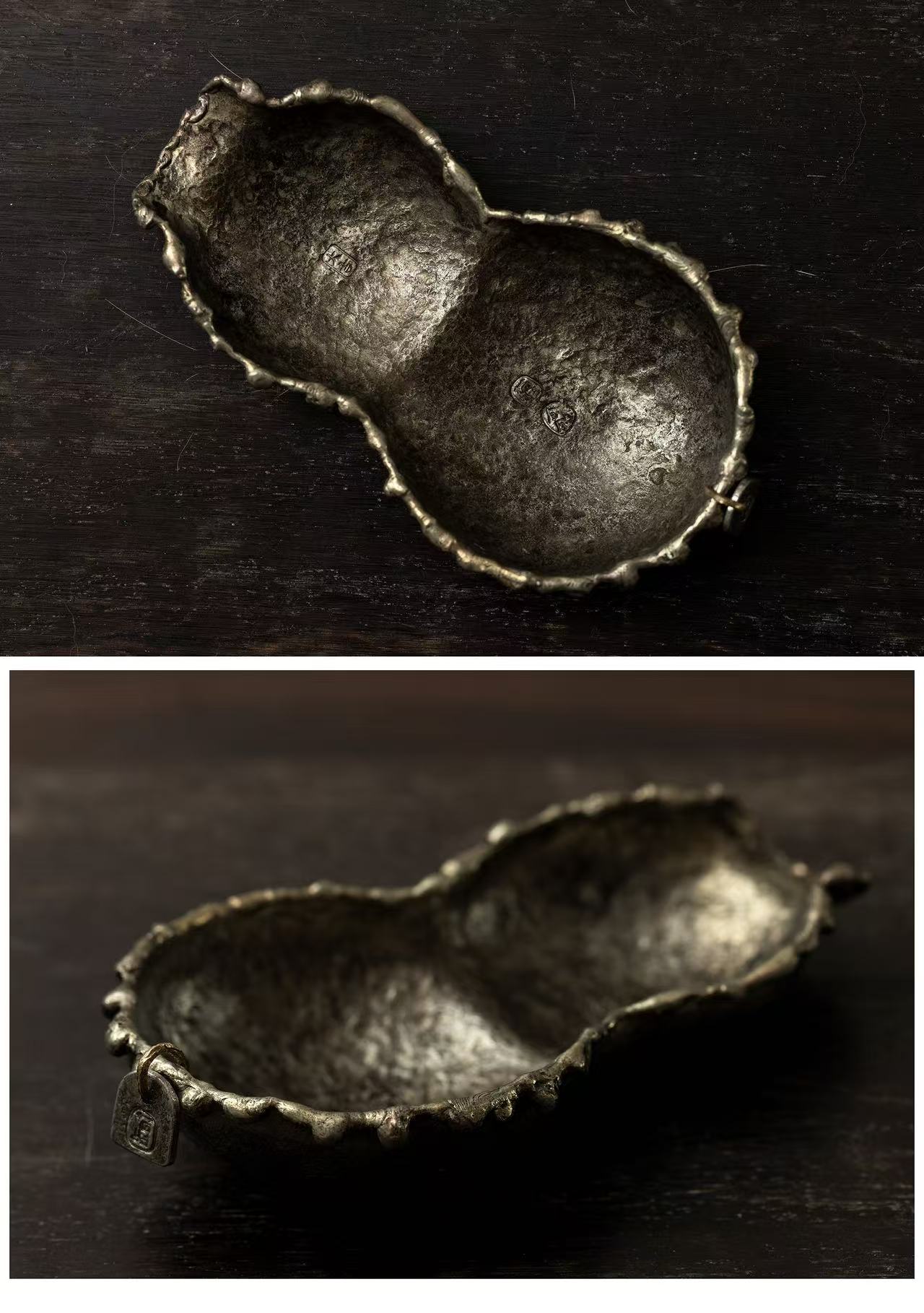 【柴烧茶器馨月】手工锡葫芦茶则