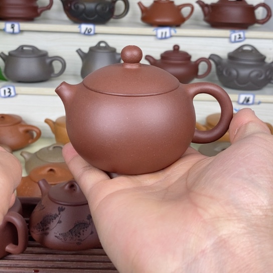 紫砂茶壶风釉羊角山紫泥160cc半手工