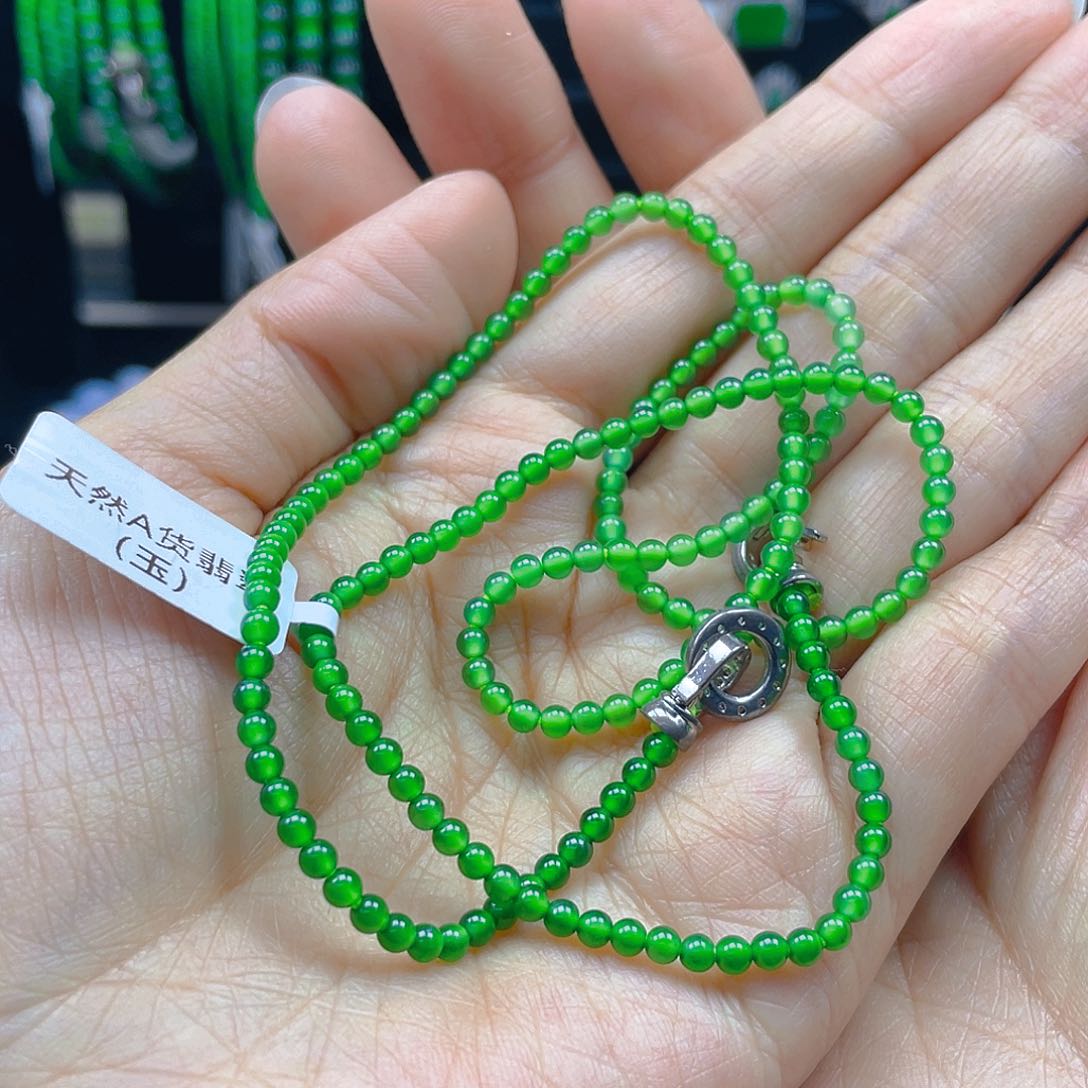 翡翠手串未镶嵌如*天然A货翡翠卡3