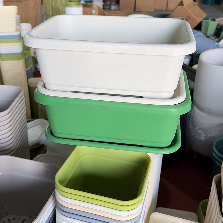 新款长菜盆3个带托米色