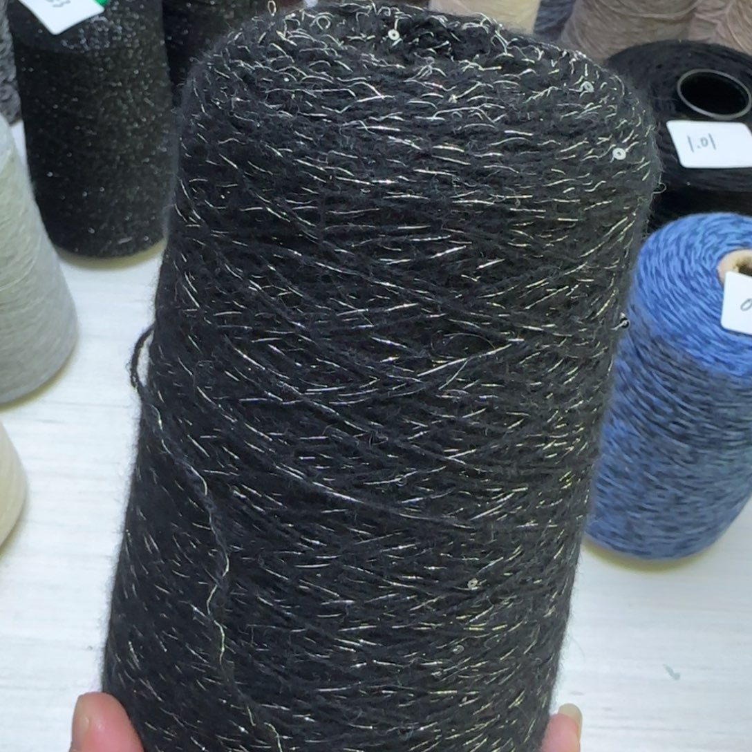 百分百羊绒黑色亮丝亮片