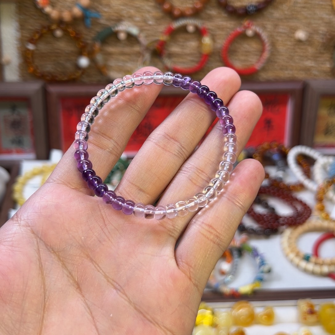 石膏制品紫水白水渐变单圈手串