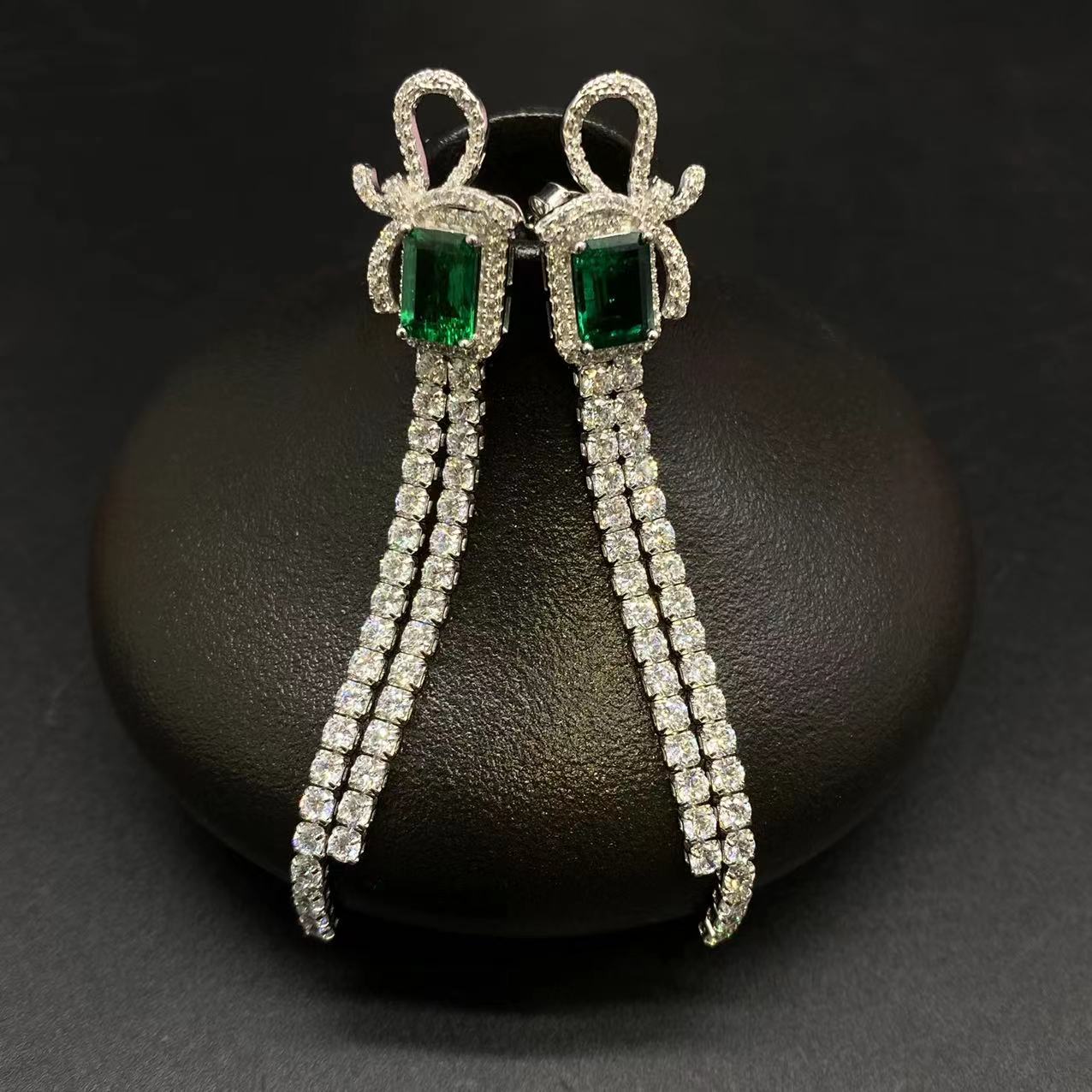 【初见珠宝】S925银祖母绿耳钉22-1C59X23【多样性发一件】