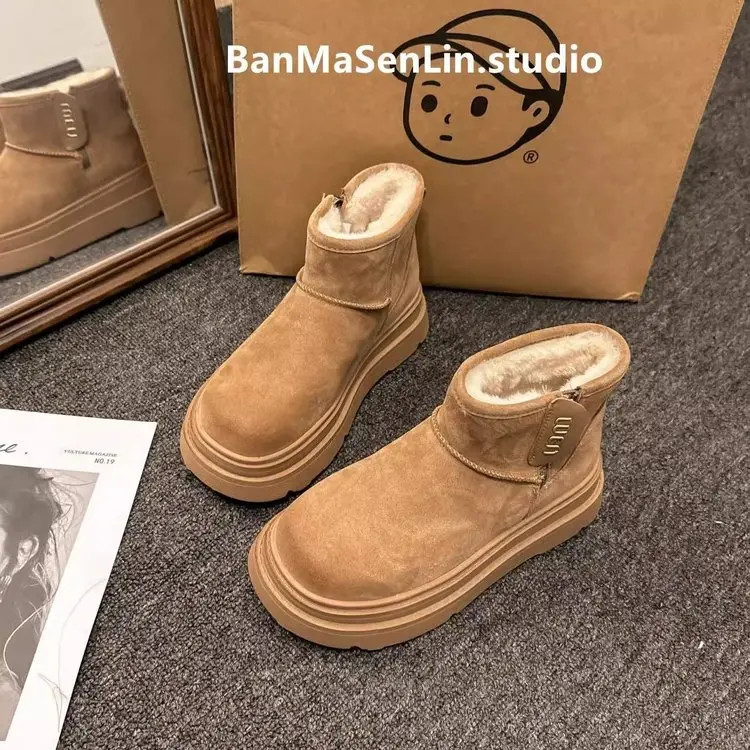 保暖时尚雪地靴短筒加厚雪地靴雪地靴百搭棉鞋韩版厚底秋冬女鞋