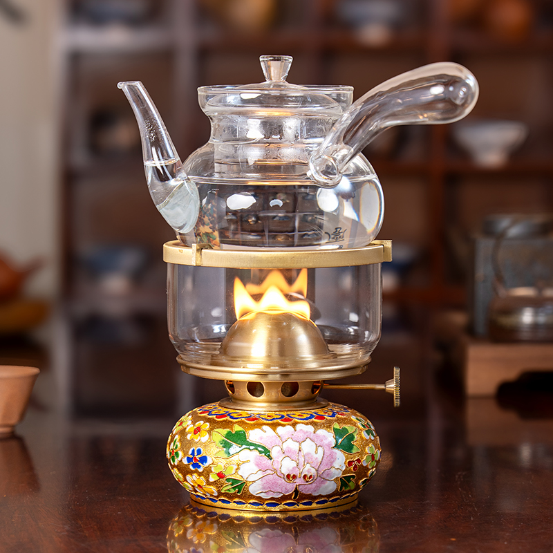 黄色珐琅小灯家用室内煮茶炉空气灯活火茶炉茶道茶具套装