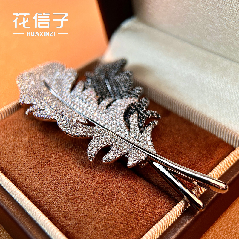 铜合成锆石胸针 9215 双生爱羽 小众个性设计款西装大衣配饰胸花