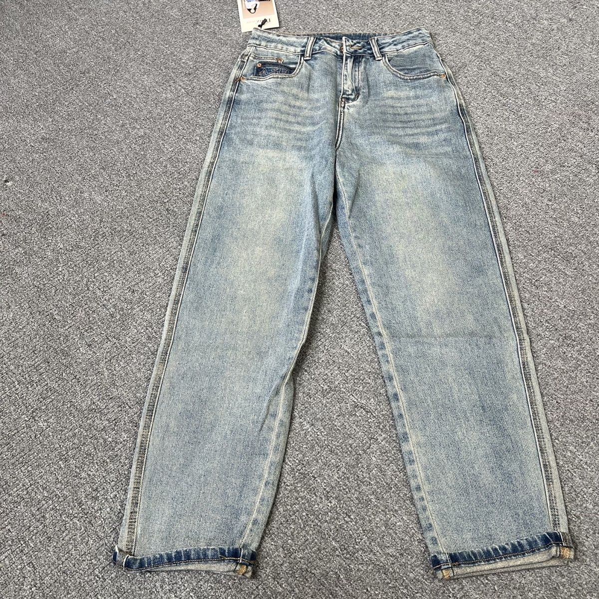 003撤柜美式高复古直筒新款水洗宽松牛仔裤阔腿裤子冬季