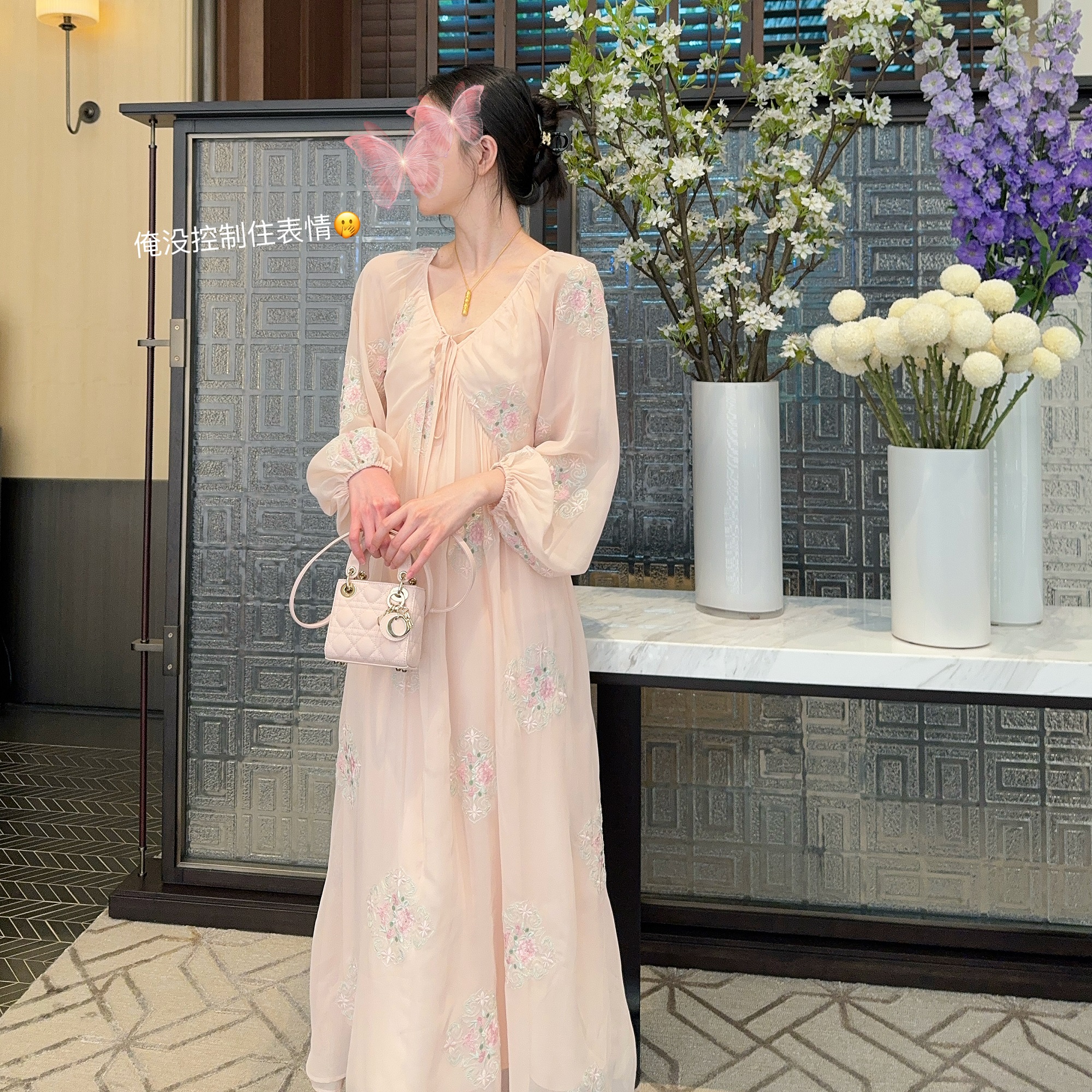 Zwinnie/詹维尼【刺绣芍药】仙气刺绣少女甜美飘逸连衣裙 GYS202422