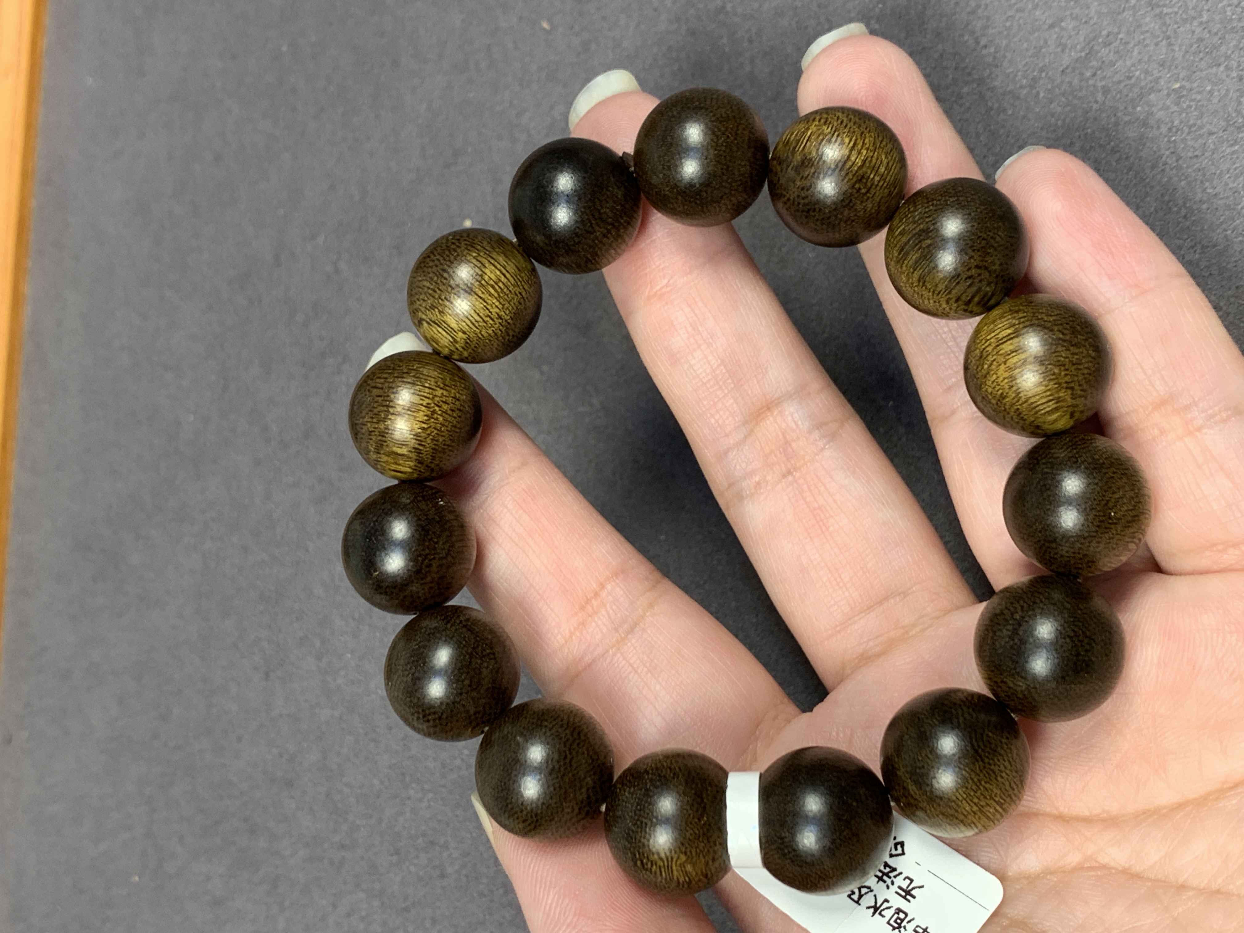 沉香手串圆珠绿棋楠1.4