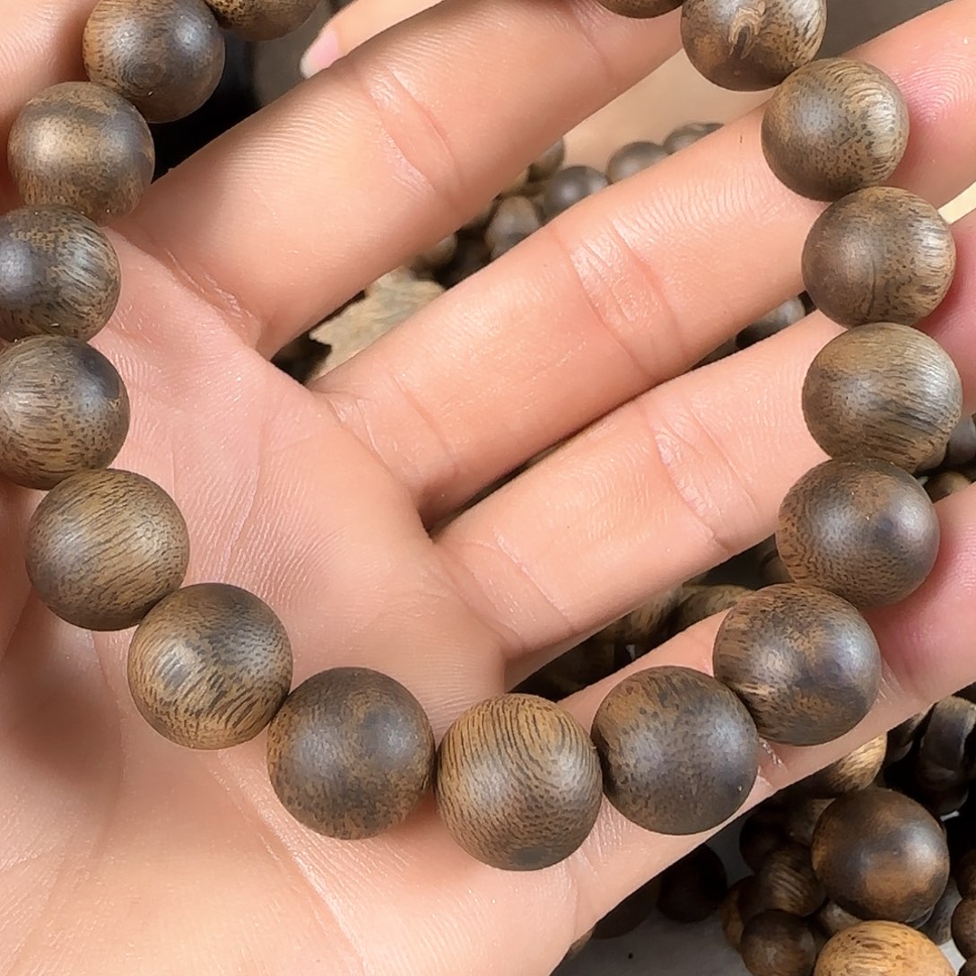 手串沉香金沙叶圆珠1.2规格12克加