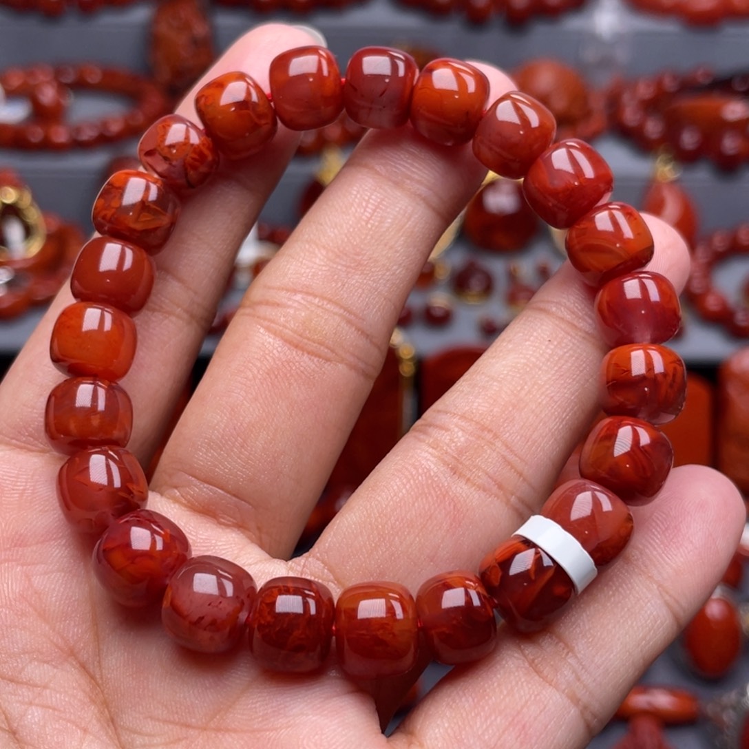 南红玛瑙未镶嵌珠宝奇石单圈9.5mm