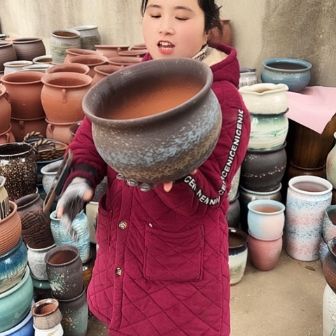 口25高18瑕疵盆子。