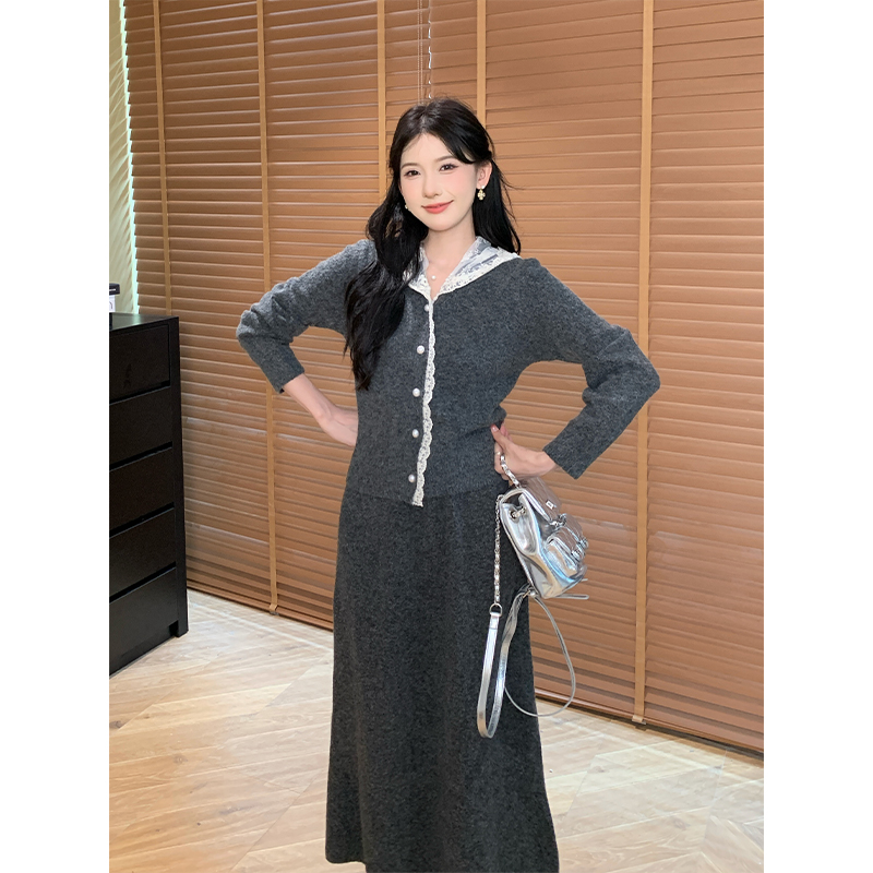 SHAOER【韵诗行】 秋季新品小香风针织开衫半裙套装 S725Z15646