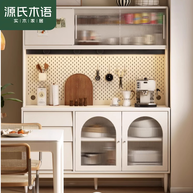 源氏木语实木餐边柜岩板收纳储物柜鹅掌楸854*404*1877mm Y211Q01