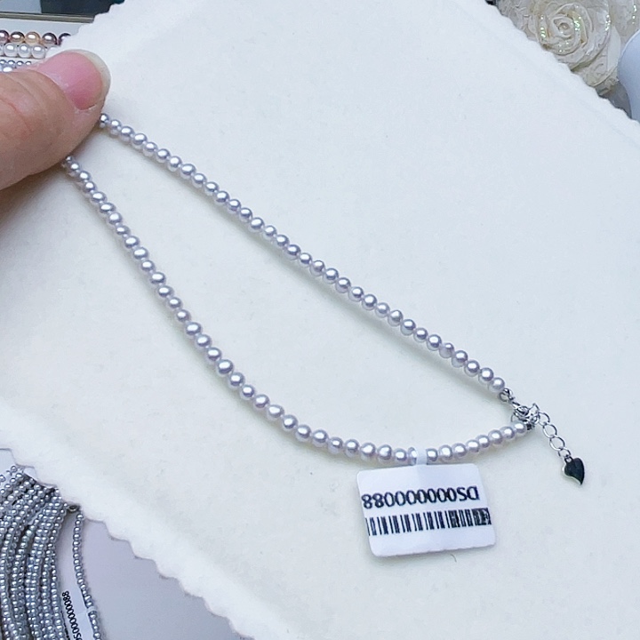 淡水珍珠颈饰银S925镶嵌卡3➕极光炫蓝光高级灰