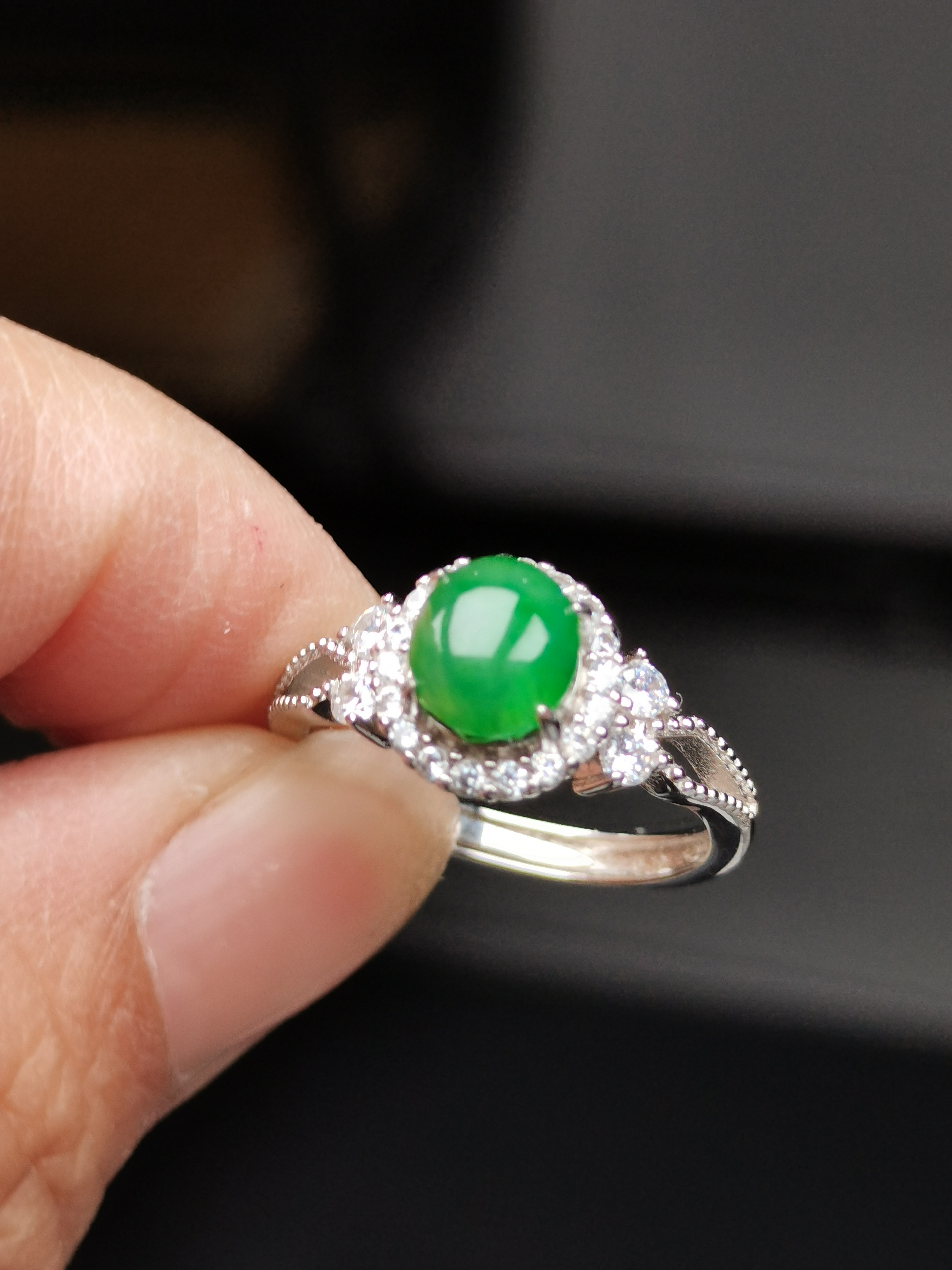 天然翡翠缅料A货戒指