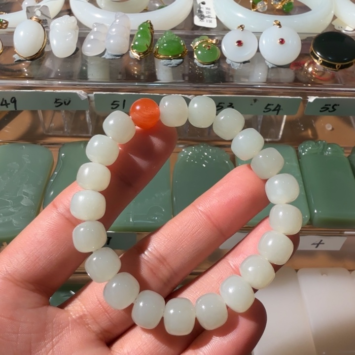 和田玉颈饰未镶嵌新疆和田玉9.6×8.2mm老型珠手串活动价