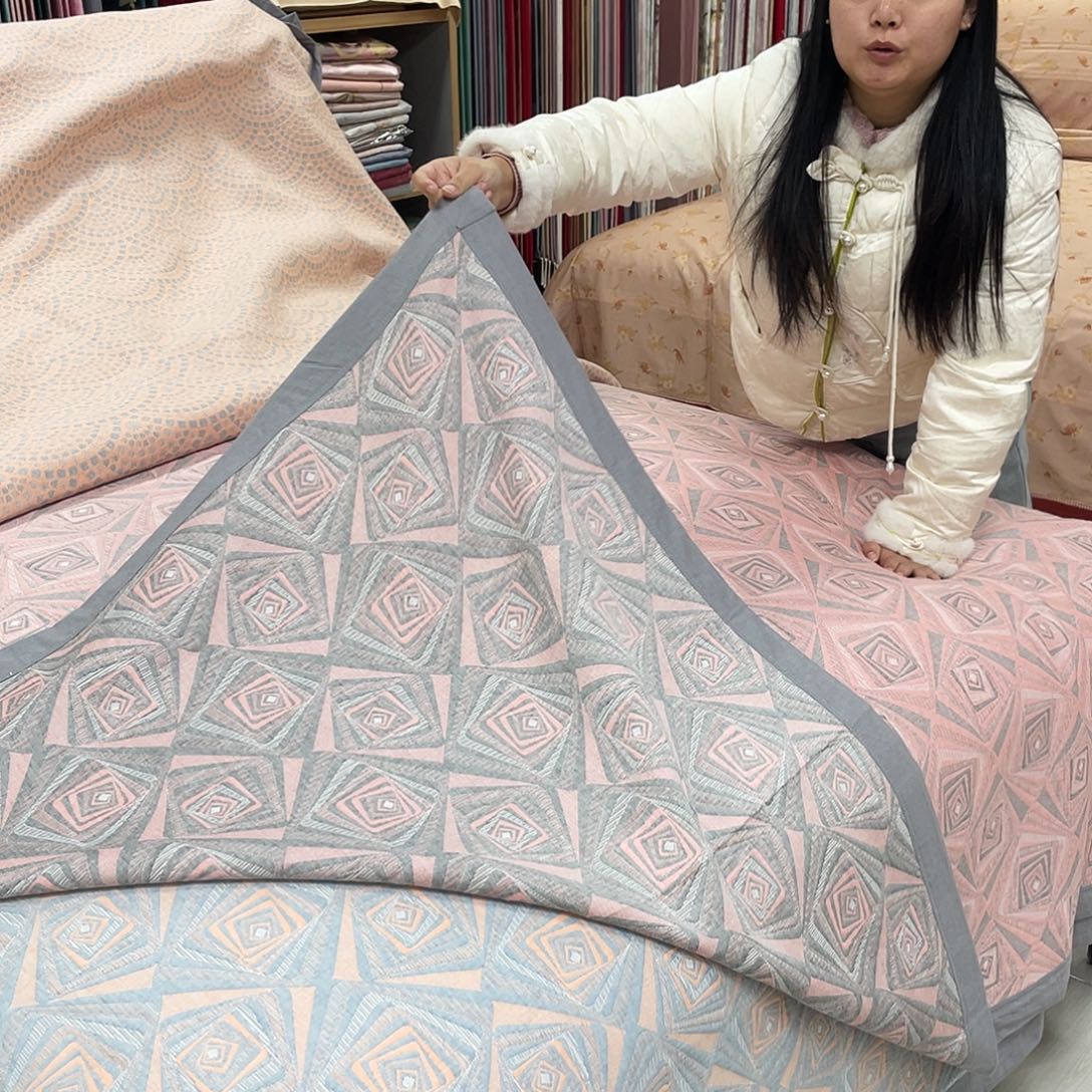 棉几何枕巾一对加厚