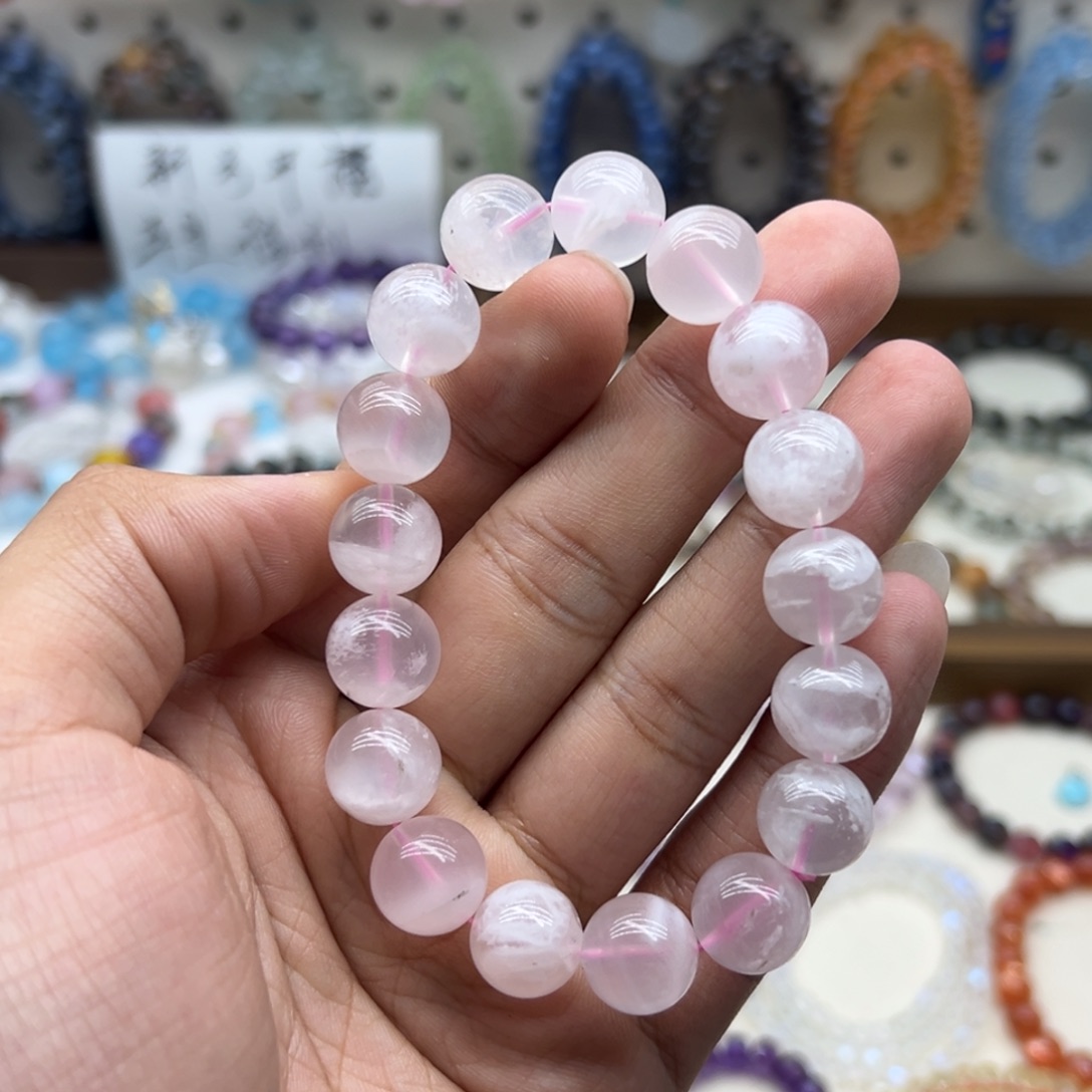 未镶嵌手链水晶11.7咪粉雪花幽灵