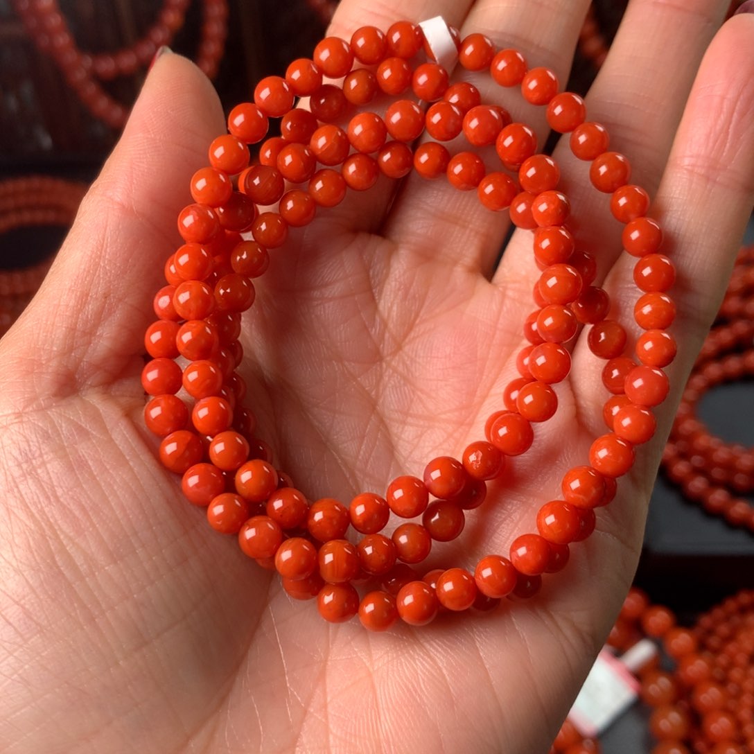南红玛瑙手链未镶嵌明***.6m佛珠糖