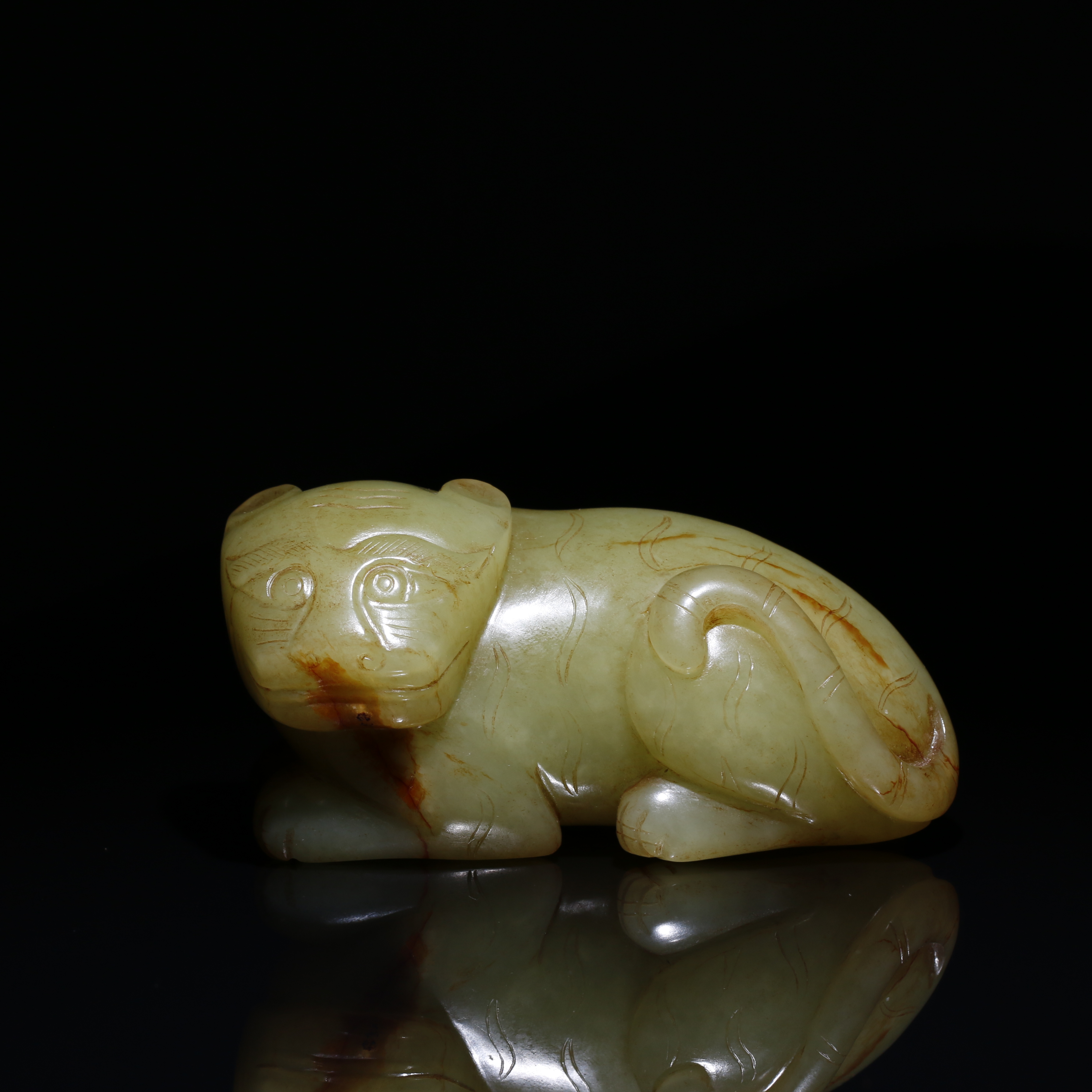 和田玉瑞兽手把件/宫廷密宝禄/北京益州文物商店