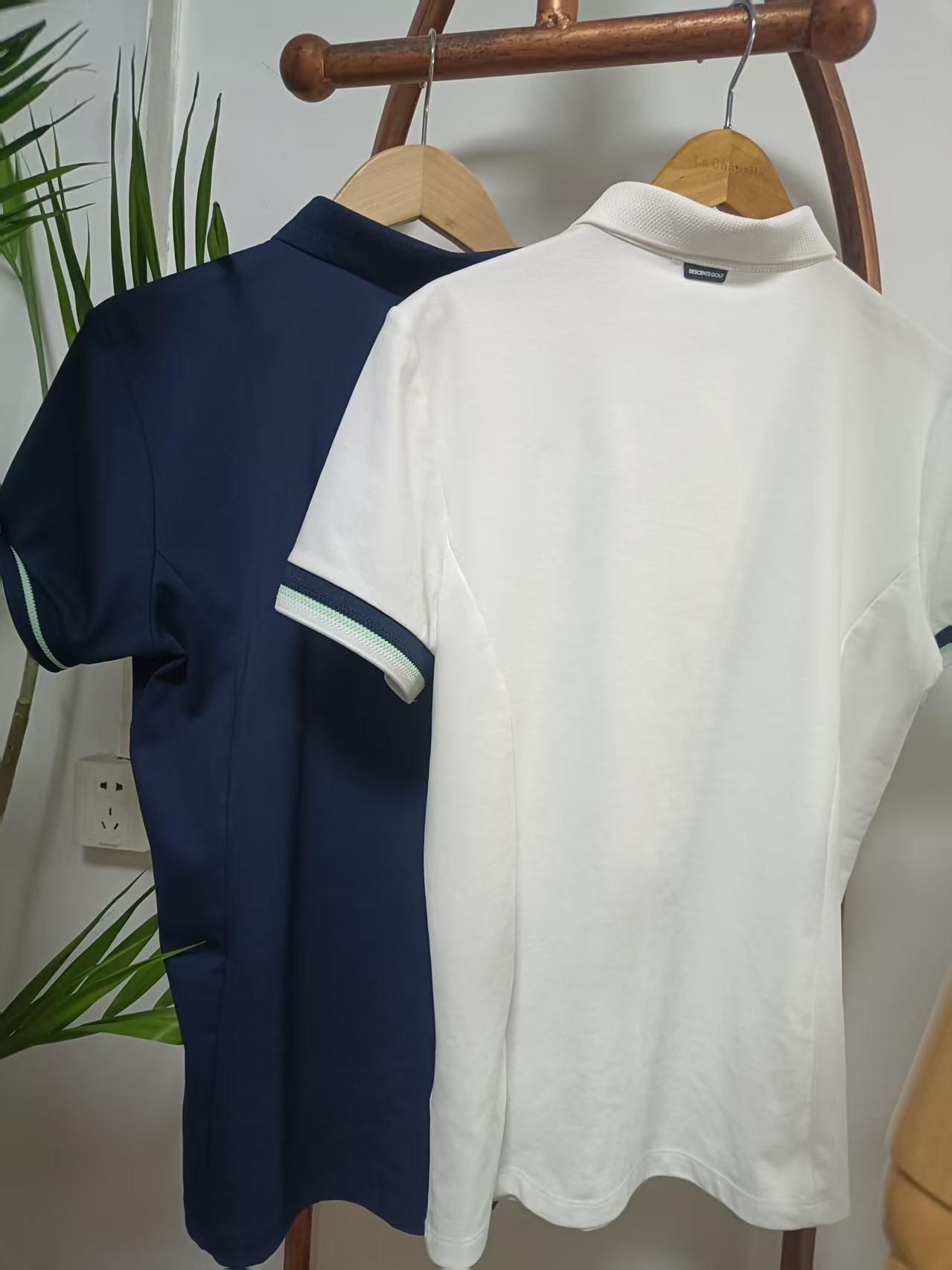 D新款女翻领polo白蓝