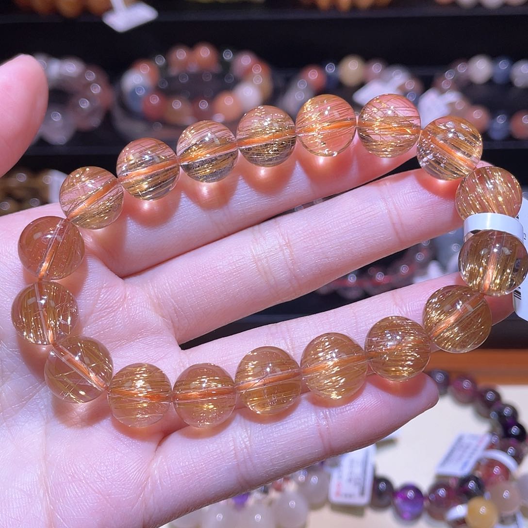 水晶手链未镶嵌发晶手链，晶体通透11.5+