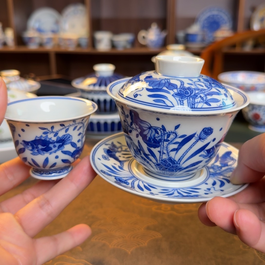 纯手工手绘陶瓷茶具两件