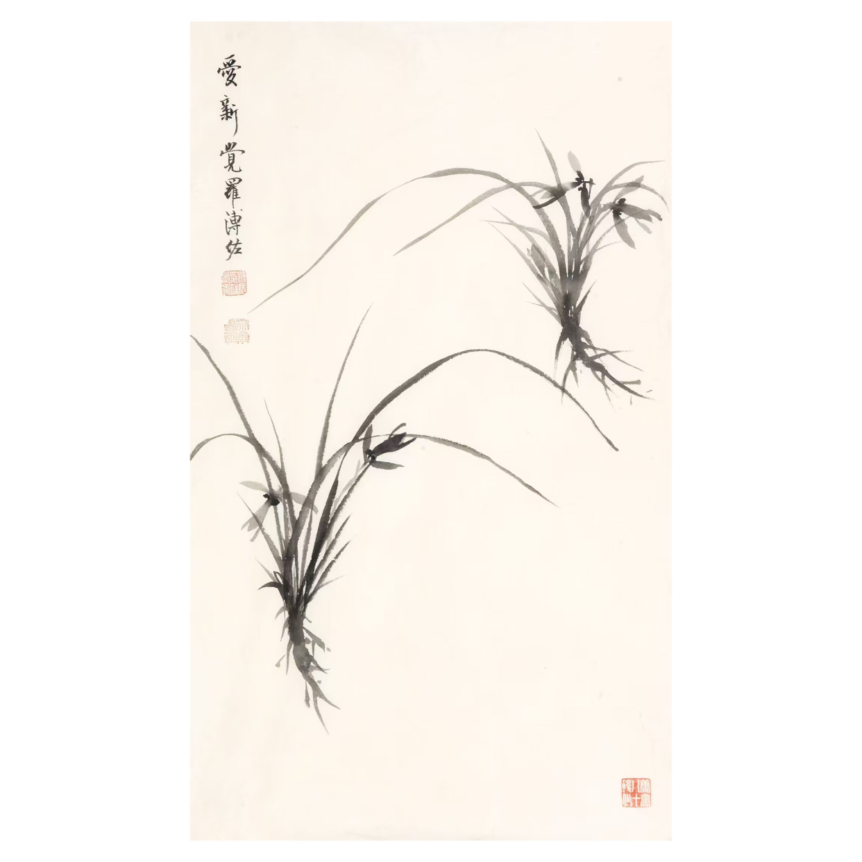 爱新觉罗溥佐《花鸟》76×46，3.2平尺，家属合影。