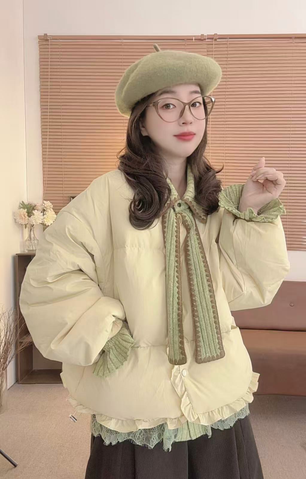 【花边棉服】韩系秋冬保暖百搭加厚棉服