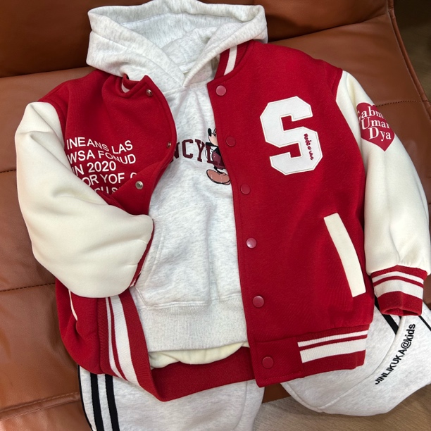 1725休闲棒球服外套加绒男女童