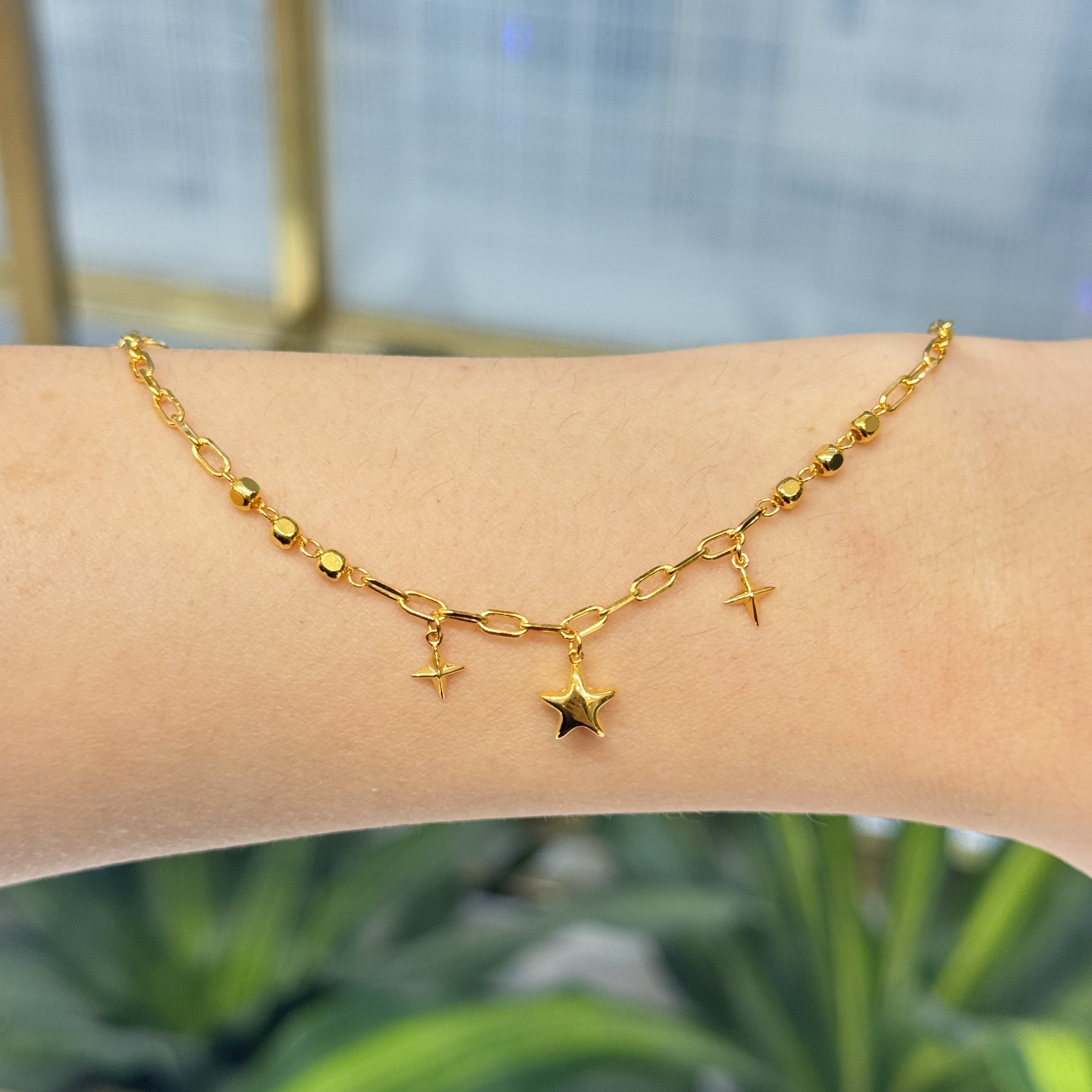 #PT950【PT立体星星手链】铂金950首饰