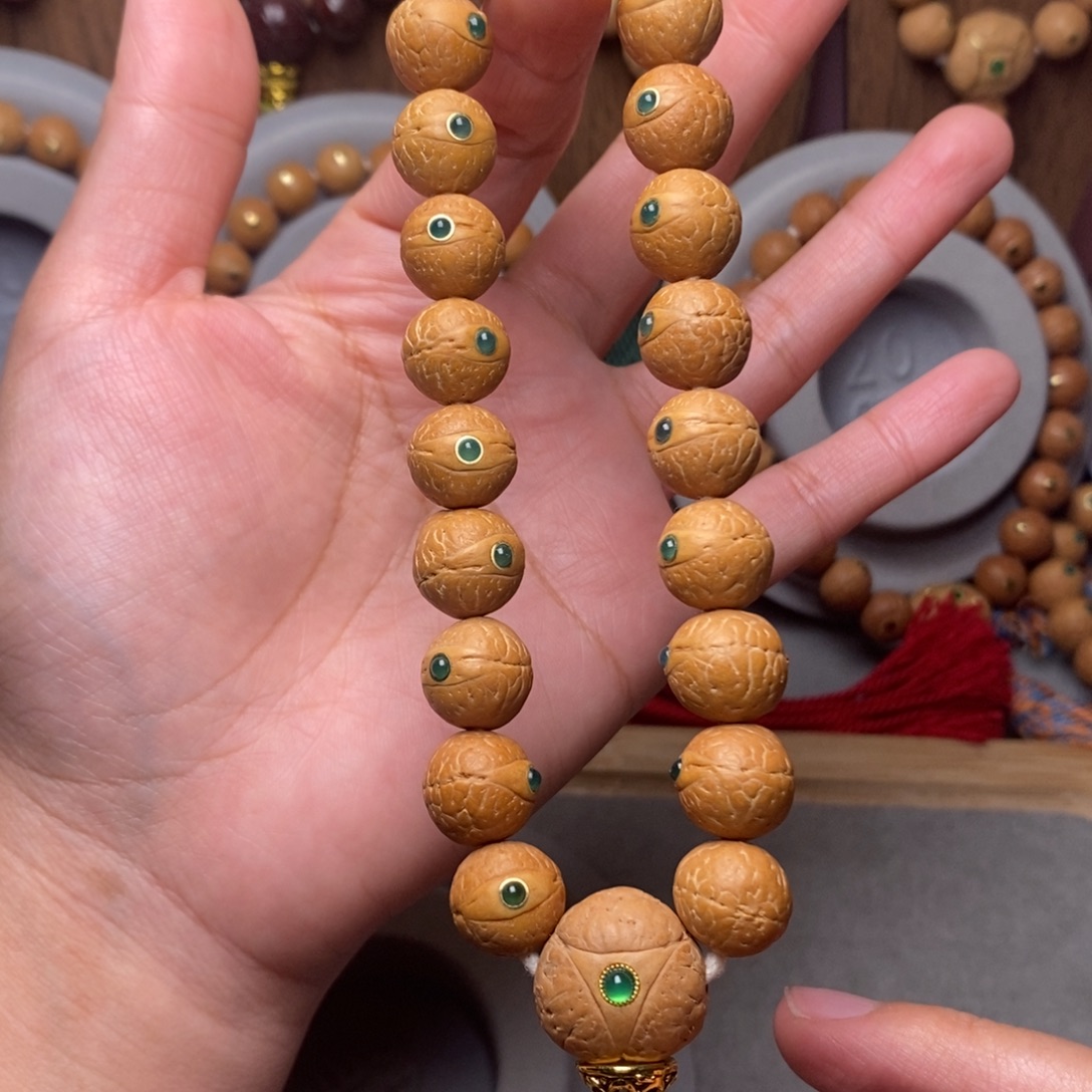 凤眼菩提手串12mm➕绿宝石
