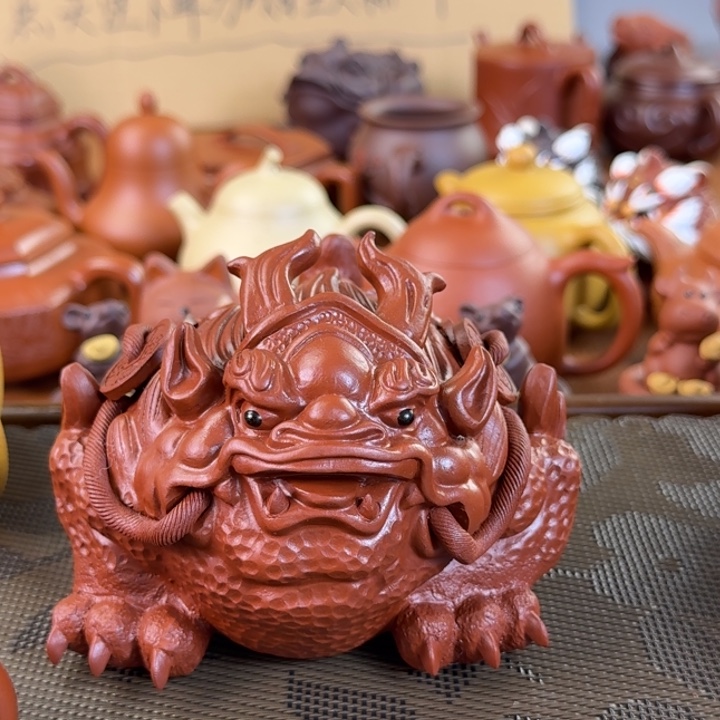 小***武茶壶紫砂朱泥牛蟾