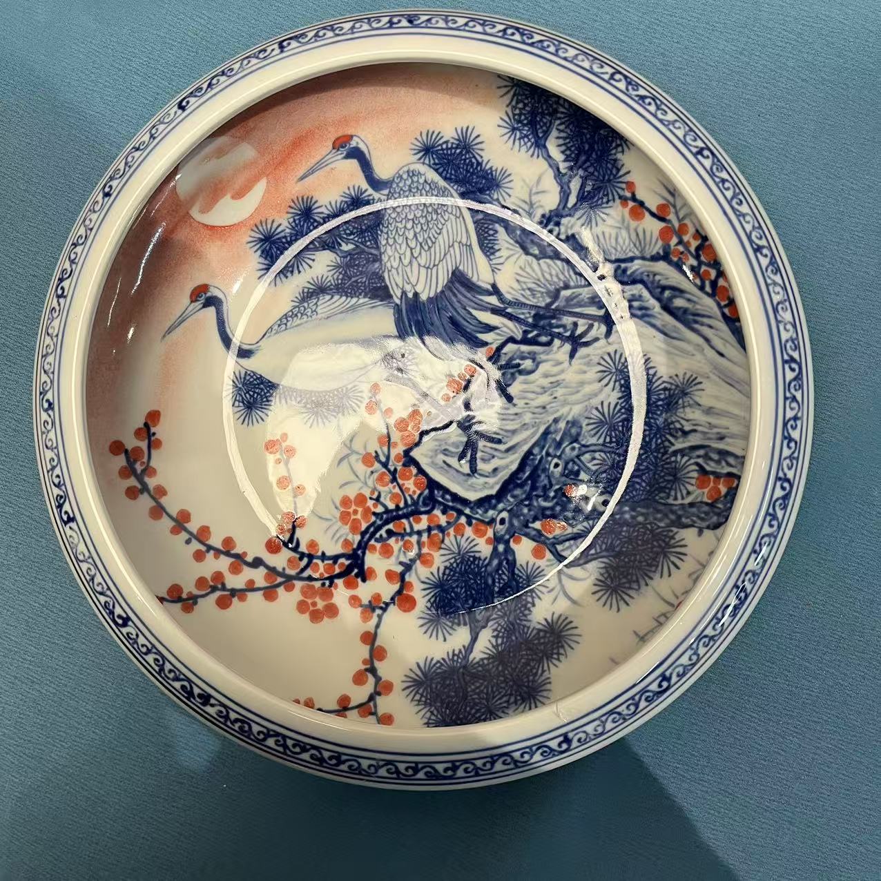 景德镇青花仙鹤陶瓷水洗